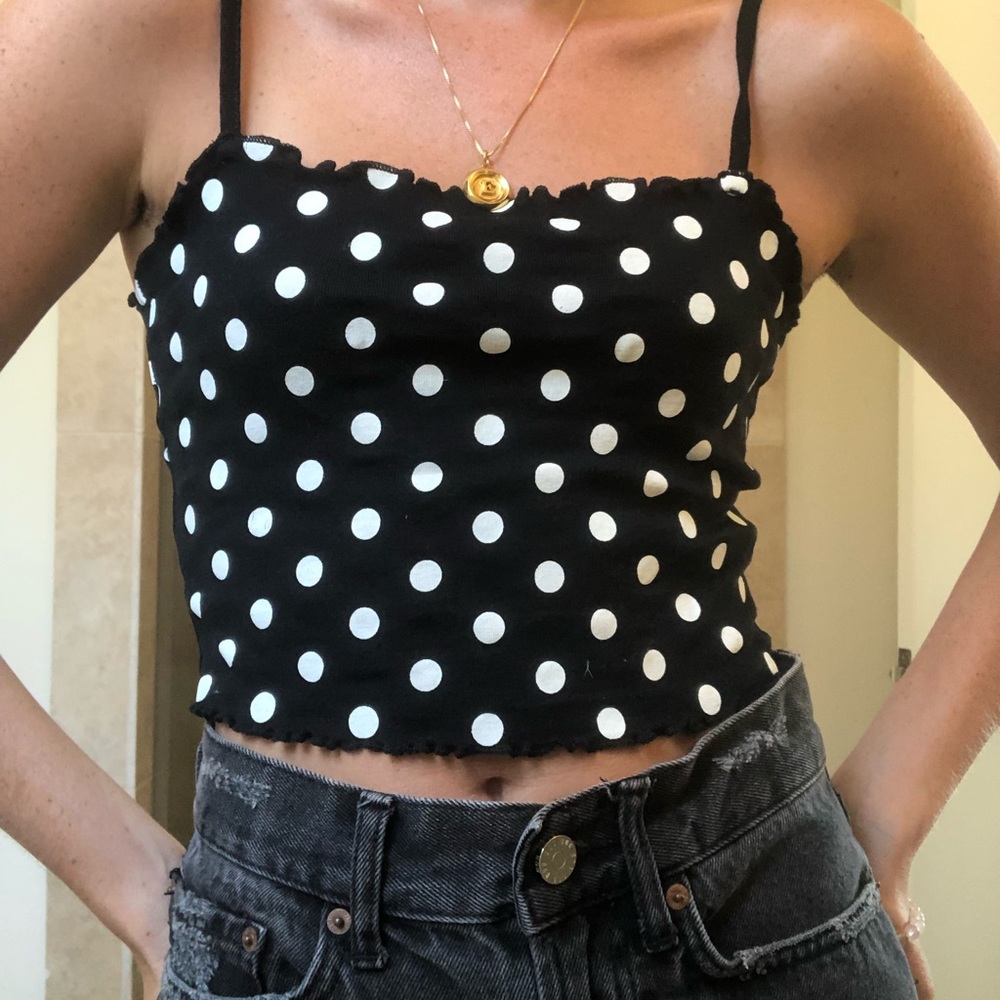 Black and white polka a dot top shop top